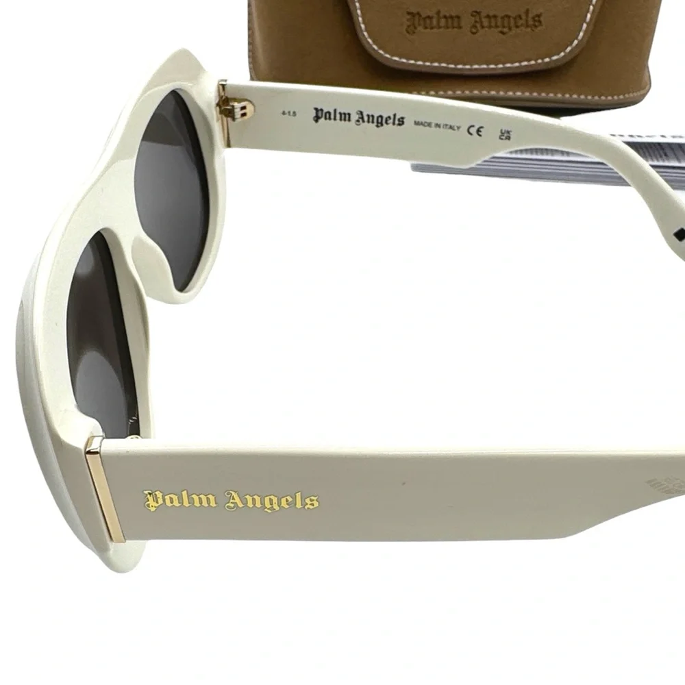 Palm Angels ELFIN PERI103 0107 Aviator Sunglasses - White / Dark Grey